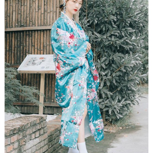 Women's japanese stage performance kimono pajamas dress party drama cosplay yukata dress with obi belt